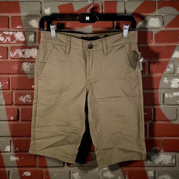 RUDE Hot Topic NWT Men's 26 Khaki Workwear Short Slim Straight Fit Long Inseam - Picture 2 of 11